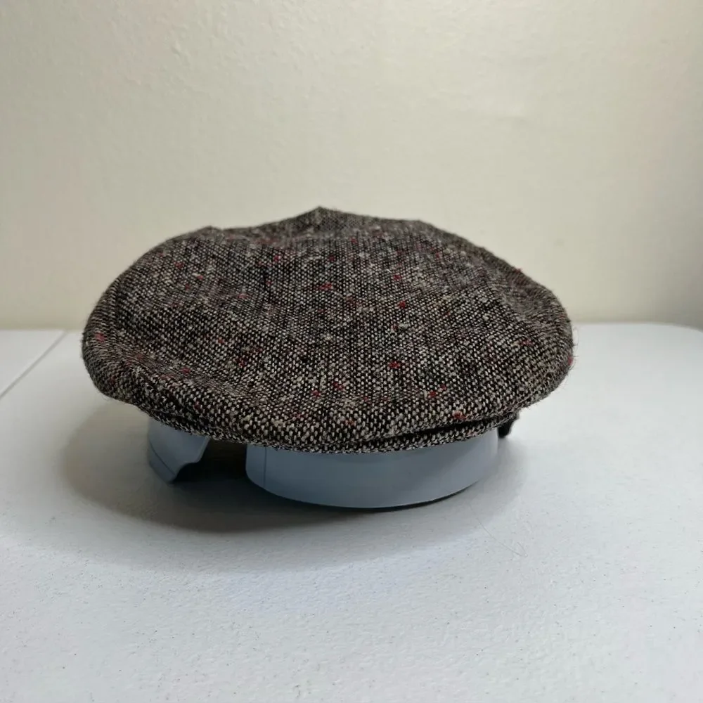 Vintage Tweed Newsboy Cap Cabbie Peaky Blinders Brown Union Made USA Men Large
